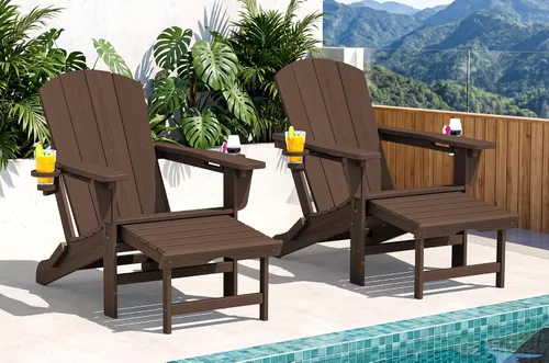 Vista 21 de SERWALL Silla Adirondack ajustable plegable HDPE con reposapiés, Aruba