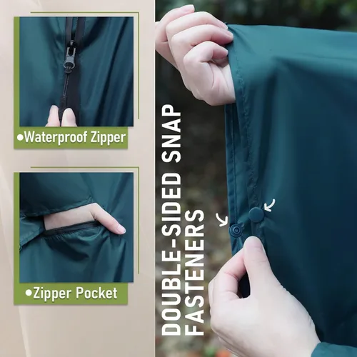 Vista 4 de SaphiRose - Poncho de lluvia con capucha y bolsillos para adultos