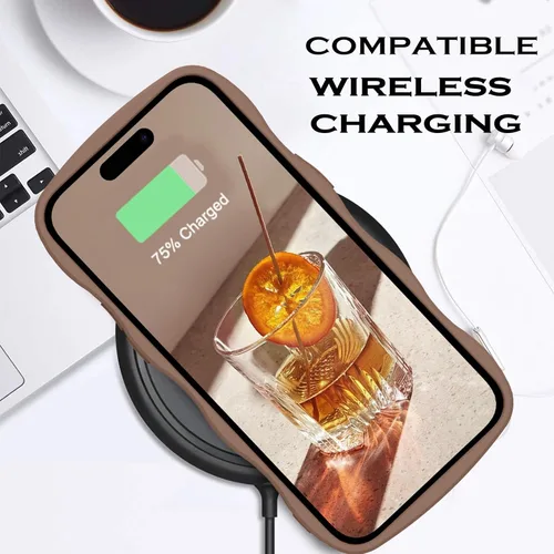 Vista 6 de YINLAI Funda diseñada para iPhone 15 Pro de 6.1 pulgadas, iPhone 15 Pro, funda de silicona suave, bonita forma de marco de onda rizada, delgada