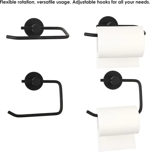 Vista 3 de Pulido negro mate del alto grado del tenedor del papel higiénico del acero inoxidable del brazo abierto, instalaciones del cuarto de baño montadas