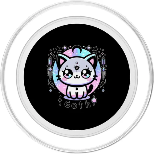 Vista 2 de Kawaii Pastel Cat Ouija Creepy Occult Aesthetic PopSockets MagSafe PopGrip for iPhone