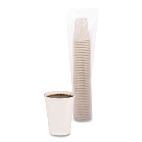 Vista 3 de Vasos calientes de papel, 12 oz, blanco, 50/manga, 20 mangas/cartón