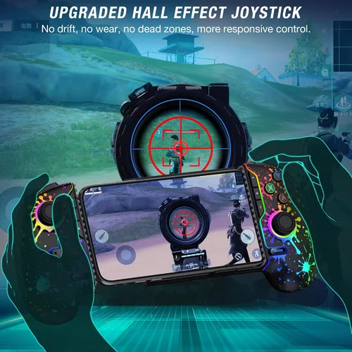 Vista 6 de Mobile Game Controller for iPhone/Android Handheld Gaming, Wireless Phone Gaming Controllers with (Programmable) /Hall Effect Joysticks & Analog
