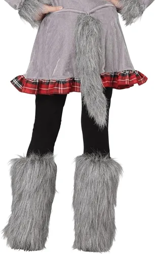 Vista 4 de Disfraz de lobo para niñas, M, Gris