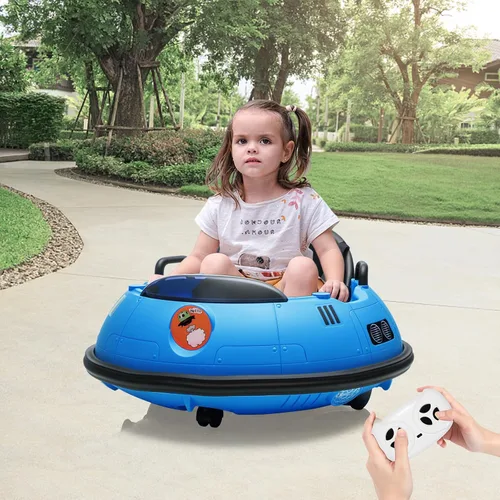 Vista 7 de Coche de parachoques eléctrico para niños de 12 V con control remoto, giro Azul
