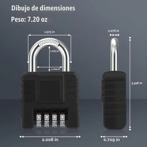 Vista 4 de Diyife - Candado resistente a la intemperie, [endurecido], cerradura de combinación para exteriores con funda de silicona, con código de 4 dígitos