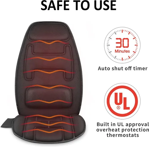 Vista 7 de Snailax Masajeador de espalda de vibración con calor, almohadilla para silla de masaje con espuma viscoelástica lumbar para el cuello, 10 motores