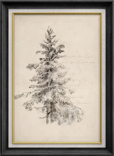 Vista 350 de MUDECOR Lienzo enmarcado prémium para pared, pinos nevados en bosque de invierno, ilustraciones modernas, arte contemporáneo, escénico, divertido