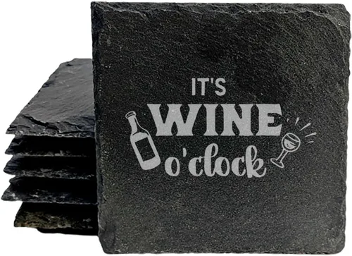 Vista 19 de Rustic Drinking Wine is My Hobby Slate Coasters Set of 8 – Round – USA Made Witty wine lover’s motto engraved on real slate coasters — “drinking