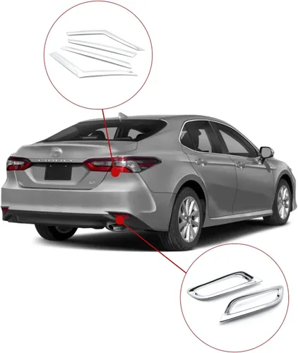 Vista 2 de Xotic Tech - Kit combinado de luces antiniebla y luz trasera para parabrisas, marco de bisel de párpado, cromado, compatible con Toyota Camry