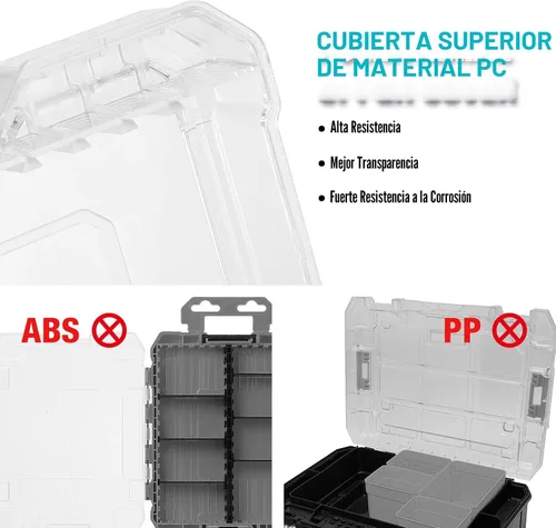 Vista 3 de DuraTech 3 Piezas Organizador de Piezas Pequeñas, 14 Compartimentos, Separadores Removibles, Organizador de Caja de Herramientas Portátil con Tapa