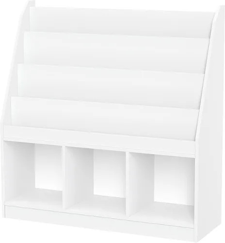 Vista 7 de RiverRidge Estantería para niños con 4 estantes y tres cubículos, blanco (02-251), 11.81"P x 35"A x 36"Al Estantería para sala de juegos con 4