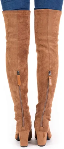Vista 7 de N.N.G Botas por encima de la rodilla para mujer hasta el muslo de gamuza Bloque de invierno bajo por encima de plano largo OTK Comfort Punta