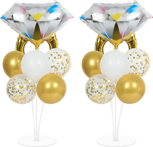 Vista 42 de Kit de soporte para globos de fiesta de fútbol 2 juegos con 2 globos de rugby de aluminio tipo bola, centro de mesa temático de fútbol para mesas