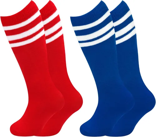 Vista 4 de Calcetines de fútbol para niños, calcetines de fútbol para niñas, calcetines de fútbol para niños, calcetines de tubo con rayas para niños pequeños