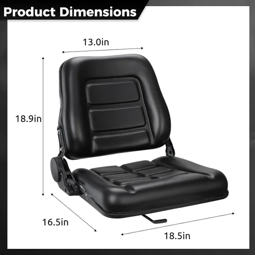 Vista 6 de yeesport Asiento de Montacargas Asiento Universal de Tractor, Asiento Plegable de Montacargas con Respaldo de Ángulo Ajustable, Cómodo Asiento