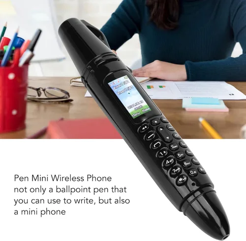 Vista 2 de Mini teléfono celular con cámara, linterna, FM, Bluetooth - Dual SIM, bolígrafo