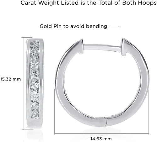 Vista 2 de La Joya Aretes Huggie de diamantes cultivados en laboratorio para mujer Aretes chapados en plata de ley 925 de 12 quilates Aretes de diamantes