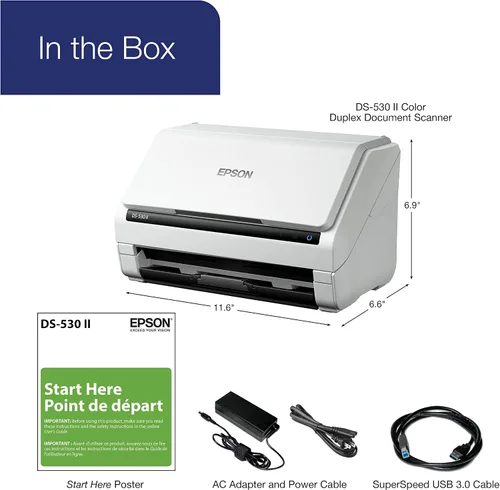 Vista 6 de Epson DS-530 II Escáner de documentos dúplex a color para PC y Mac con alimentación de hojas, alimentador automático de documentos (ADF)