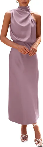 Vista 19 de PRETTYGARDEN Women's Summer Satin Maxi Cocktail Dress Verde militar