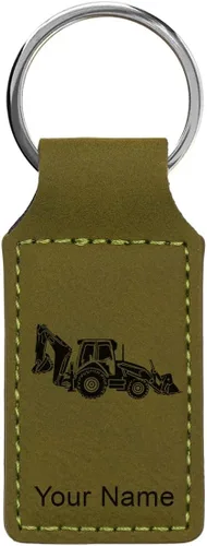 Vista 29 de LaserGram Llavero rectangular, retroexcavadora, grabado personalizado incluido