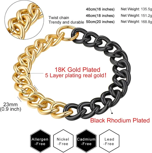 Vista 5 de GOLDCHIC JEWELRY Gargantilla gruesa de oro para mujer, 0.197in0.472in0.906in, collar de cadena de hip hop, collar de cadena de clip grueso de 16 18