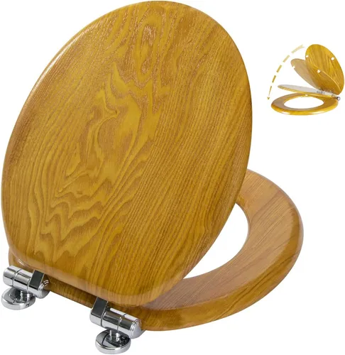 Vista 12 de Angel Shield Asiento de inodoro blanco de madera alargado con cierre silencioso 18.5" Bisagras de metal de liberación rápida, ajuste ajustable
