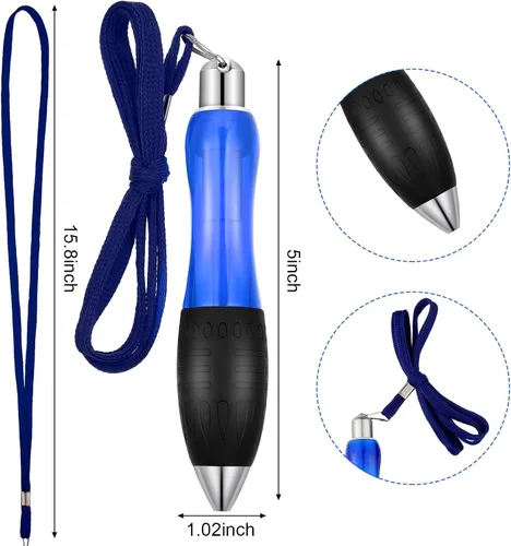 Vista 2 de Tenare 5 bolígrafos grandes y gruesos con 10 repuestos azules extra, bolígrafo grueso para manos de artritis, bolígrafo de agarre ancho con cuerda