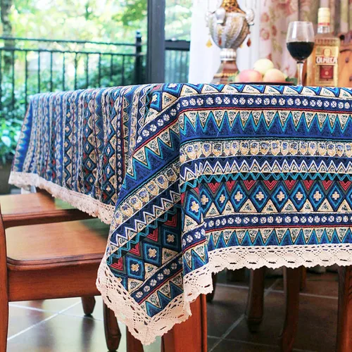 Vista 14 de LeLehome Elome - Mantel cuadrado de estilo bohemio vintage de 36 pulgadas, con encaje de lino y algodón, lavable, para cena y pícnic, cubierta