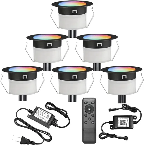 Vista 12 de Sumaote Kit de luces LED para cubierta, carcasa negra, 50 unidades, 1.22 pulgadas, WiFi, control de teléfono inteligente, bajo voltaje, empotrada