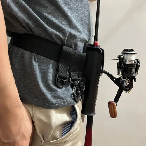 Vista 5 de Soporte para cinturón de caña de pescar, soporte para cinturón de pesca, soporte de caña de pescar, cinturón ajustable para pesca, Negro -, Moderno