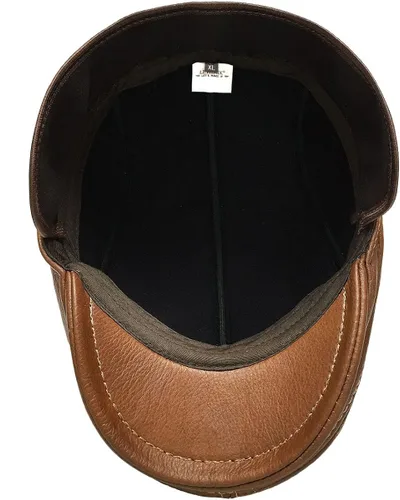 Vista 6 de LETHMIK Sombrero Plano de taxista en Piel Auténtica clásico Newsboy Cap Ivy de conducir