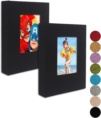 Vista 13 de GPIRAL Álbum de fotos pequeño de 4 x 6 pulgadas, páginas transparentes, cubierta de lino con ventana frontal, paquete de 2, cada álbum con capacidad