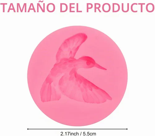 Vista 2 de Molde de silicona para colibrí, molde para decoración de pasteles de pájaros, rosa, juego de 2