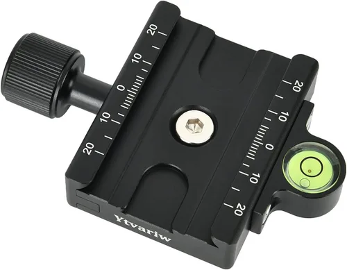Vista 10 de Placa de liberación rápida de aluminio de 1.969 in con abrazadera QR de 3/8 pulgadas con adaptador de 1/4 pulgadas y nivel de burbuja Ytvariw