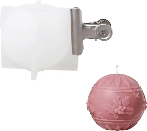 Vista 8 de BOOWAN NICOLE Molde de silicona de vela ligera de bola de Navidad para hacer velas, molde de silicona para velas hechas a mano DIY decoración
