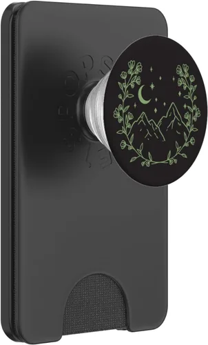 Vista 7 de Verde salvia - PopSockets de montaña con diseño floral bohemio y luna, PopGrip intercambiable