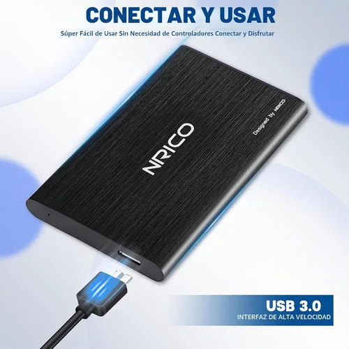 Vista 5 de NRICO Disco duro externo portátil ultradelgado USB3.0 HDD Almacenamiento compatible para PC, computadora de escritorio, laptop, Mac, PS4, Xbox One