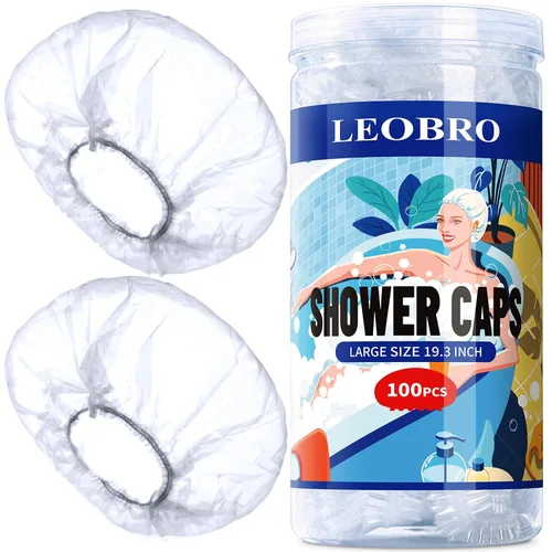 Vista 9 de LEOBRO 100 gorros de ducha desechables, gorros de ducha para mujeres, gorro de ducha de plástico transparente, tapones de plástico