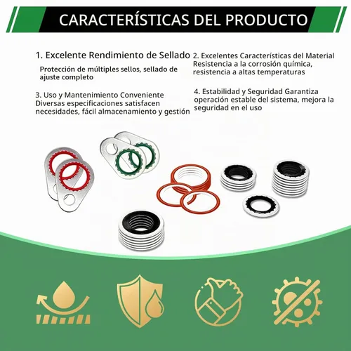 Vista 3 de Kit de junta de sello consolidado con puerto de compresor de aire acondicionado, arandelas de sello de A/C Kit de arandelas de sello de compresor