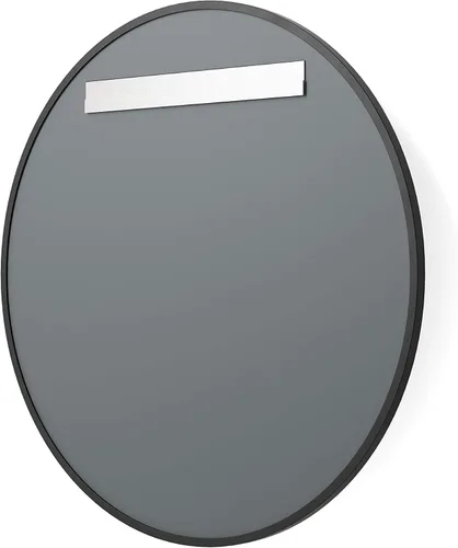 Vista 5 de Better Bevel - Espejo con marco de goma negra de 18 x 18 pulgadas, espejo redondo para pared de baño