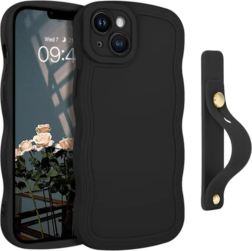 Vista 42 de GUAGUA Funda para iPhone SE 2022/2020, Funda para Teléfono iPhone 7/8 Diseño Lindo de Forma de Onda Rizada TPU Suave con Correa de Muñeca Soporte