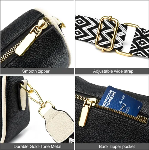 Vista 6 de Bolso cruzado pequeño para mujer, con correa ancha, diseño moderno, bolso cruzado y bolso con cremallera superior