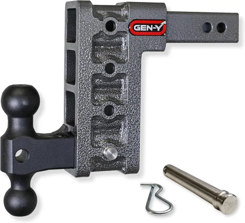 Vista 8 de GEN-Y Hitch Enganche de caída con soporte de doble bola para receptor de 2 pulgadas, caída de 5 pulgadas con 3 posiciones ajustables, capacidad