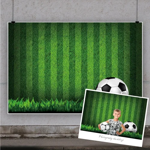 Vista 2 de Yeele Telón de fondo de campo de hierba de 7 x 5 pies, campo de fútbol, estadio de césped verde, fondo de fotografía, parque infantil, retratos