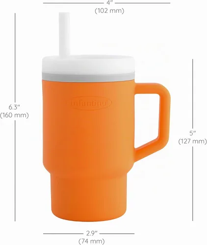 Vista 2 de Infantino - Paquete de 6 vasos en miniatura adorables My 1st Tumbler con pajilla resistente a las fugas y asa apta para niños pequeños, fomenta