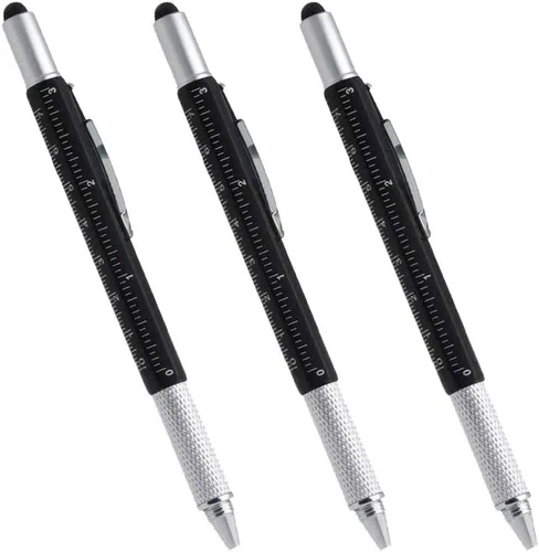 Vista 10 de Multipalabra 6 en 1 herramienta multifunción bolígrafo con bolígrafo, regla, destornillador, una cabeza plana, bolígrafo de pantalla táctil, medidor