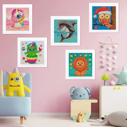 Vista 3 de DIZAKIM Kits de pintura de diamantes para niños, paquete de 6 gemas para niños de 8 a 12 años, arte de diamantes fácil para principiantes
