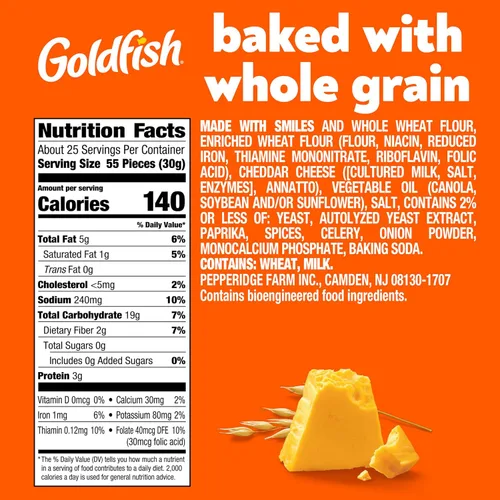 Vista 8 de Goldfish Galletas de queso cheddar, horneadas con grano entero, caja de 27.3 onzas