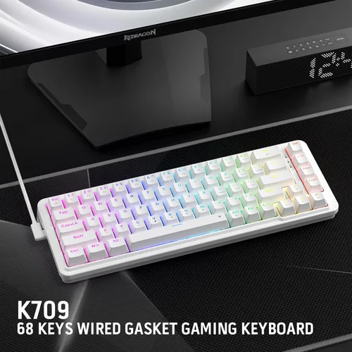 Vista 9 de Redragon K709 Teclado para juegos RGB con junta con cable al 65%, teclado mecánico compacto de intercambio en caliente de 68 teclas con enchufe